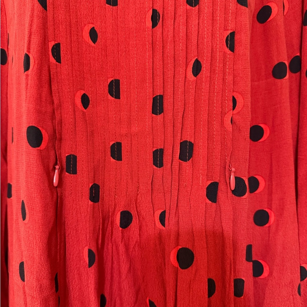 Seraphine Red Polka Dot Midi Dress | Maternity Friendly Tie Waist | US 12 - Picture 5 of 6